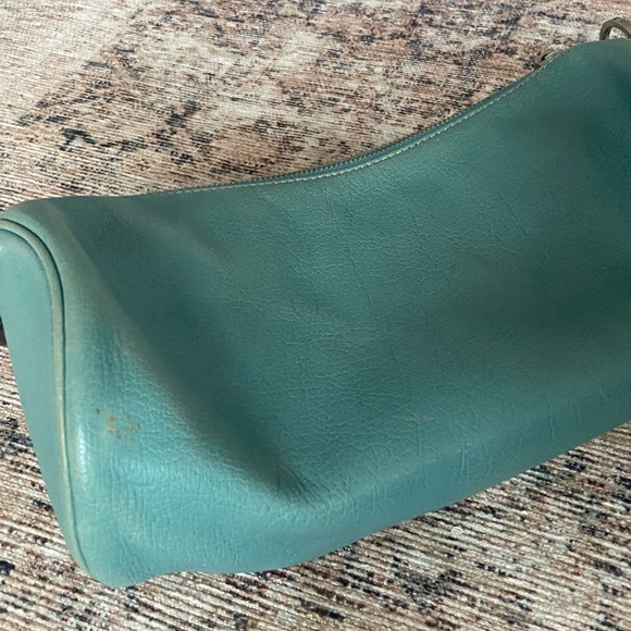 🛑SOLD Kate Spade Vintage 90s Y2K Aqua Leather Barrel Shoulder Bag - Picture 6 of 12
